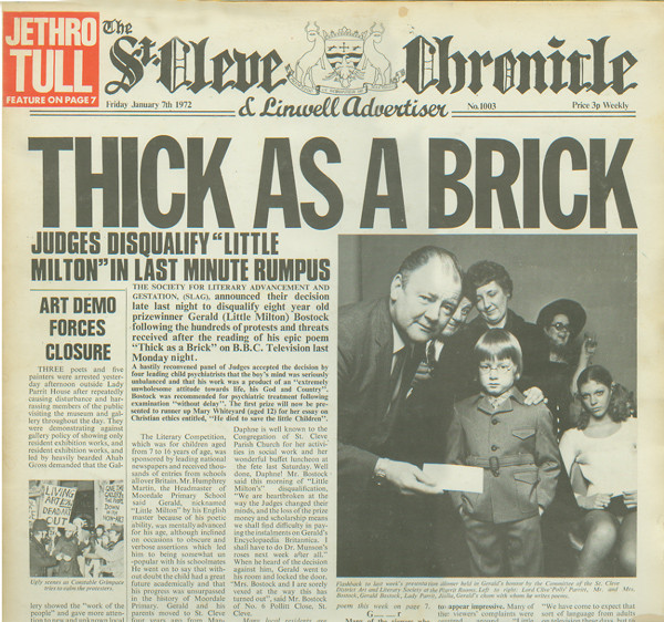 Cover of Thick As A Brick